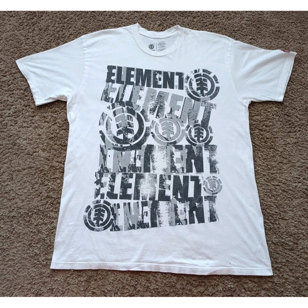 Element Skateboard T-Shirt Men's Size Large Graphic Print White Short Sleeve